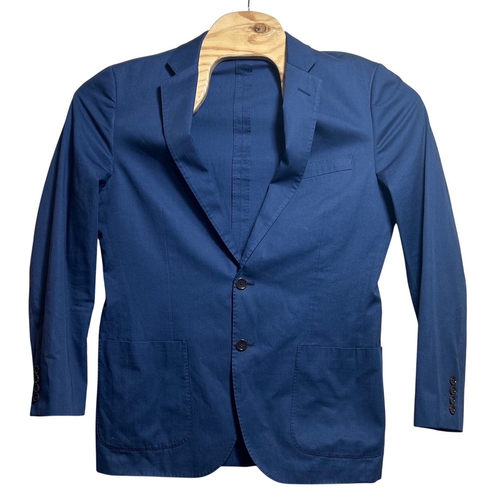 J.Crew Ludlow Blazer Mens 40R Navy Blue Larusmiani Italian Cotton Sport Coat